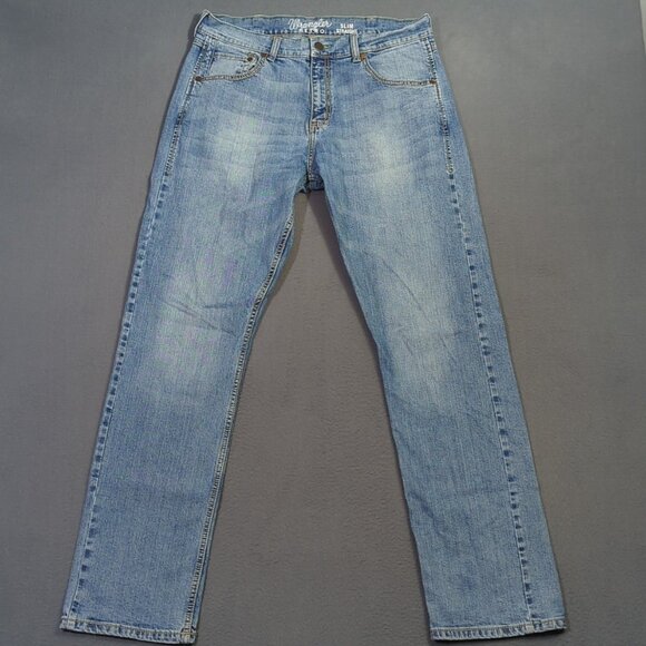 Wrangler Retro Jeans Men's 34x34 Blue Slim Straight Western Denim Cowboy Rodeo - Picture 1 of 10